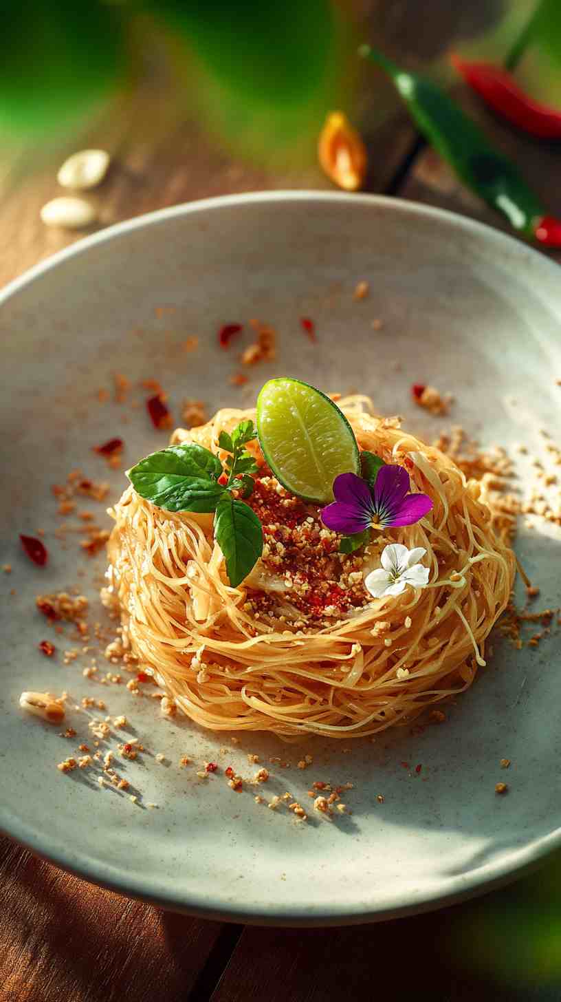 Pad Thai in a Crispy Rice Nest Street Food Pad Thai in a Crispy Rice Nest Street Food