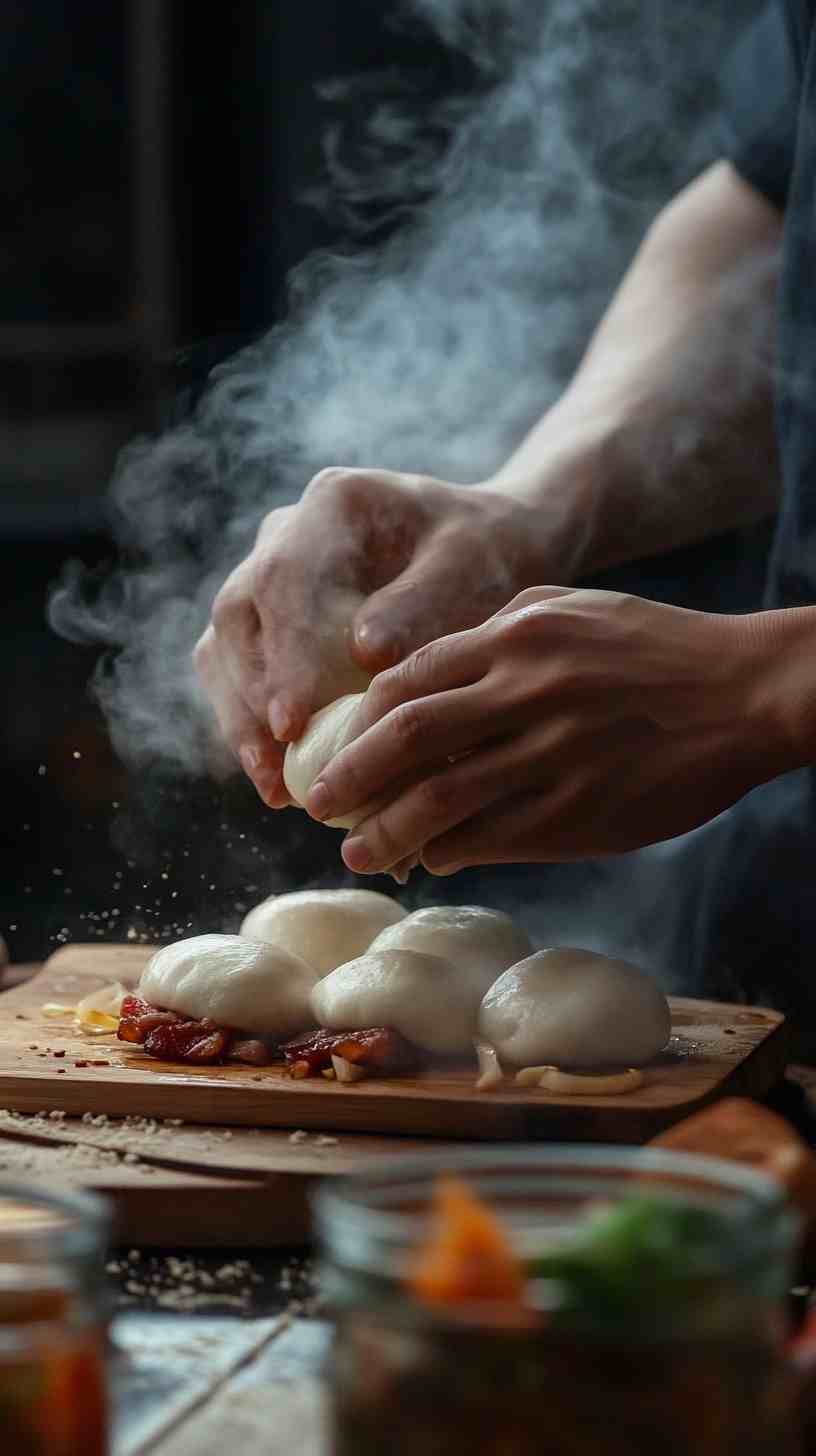 Pork Belly Bao Buns with Pickled Veggies Street Food Pork Belly Bao Buns with Pickled Veggies Street Food