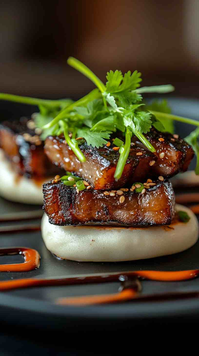 Pork Belly Bao Buns with Pickled Veggies Street Food Pork Belly Bao Buns with Pickled Veggies Street Food