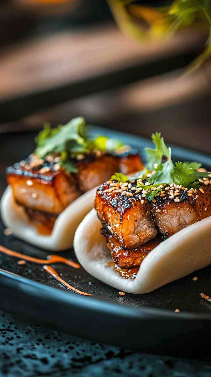 Pork Belly Bao Buns with Pickled Veggies Street Food Pork Belly Bao Buns with Pickled Veggies Street Food