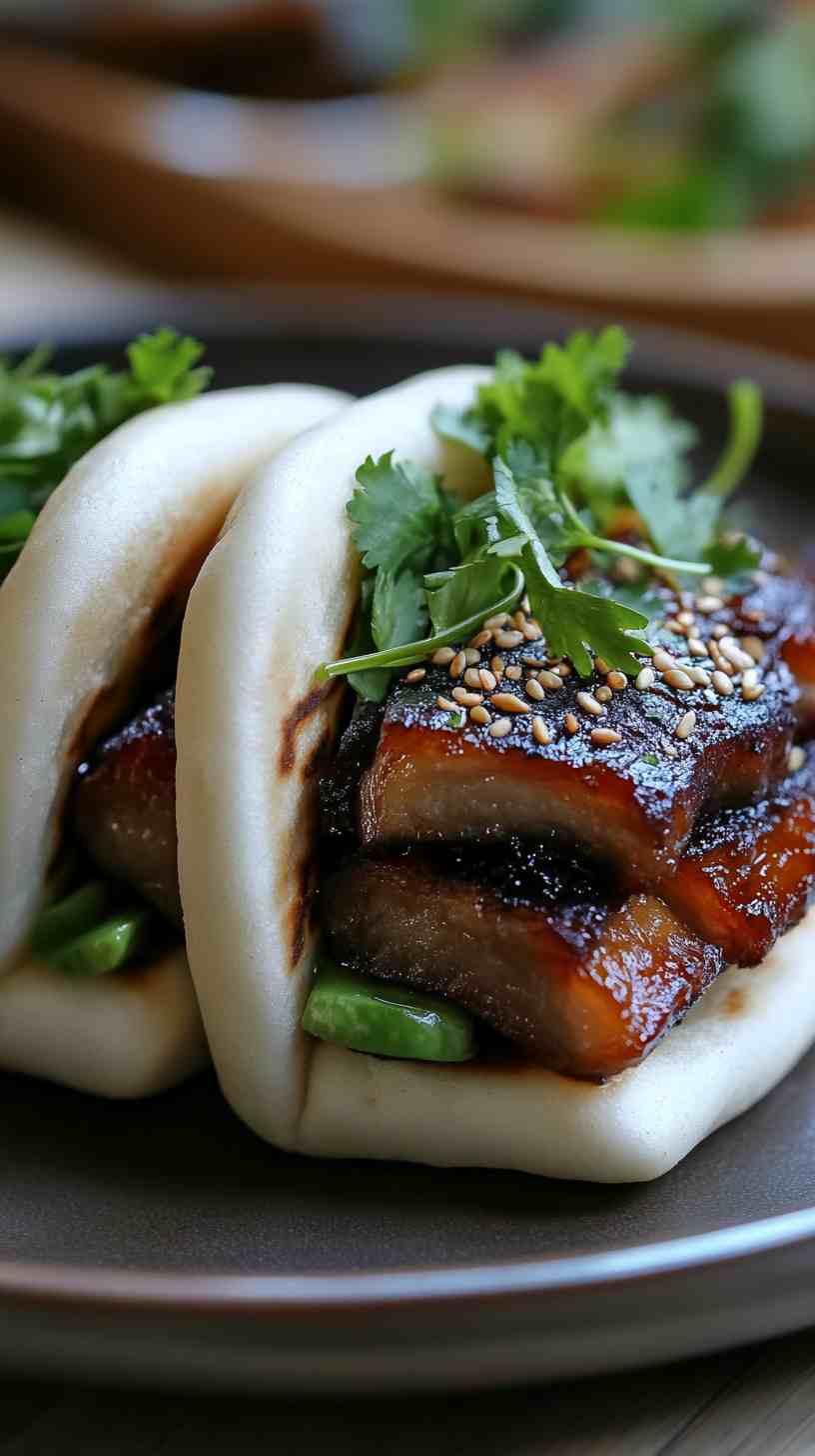 Pork Belly Bao Buns with Pickled Veggies Street Food Pork Belly Bao Buns with Pickled Veggies Street Food