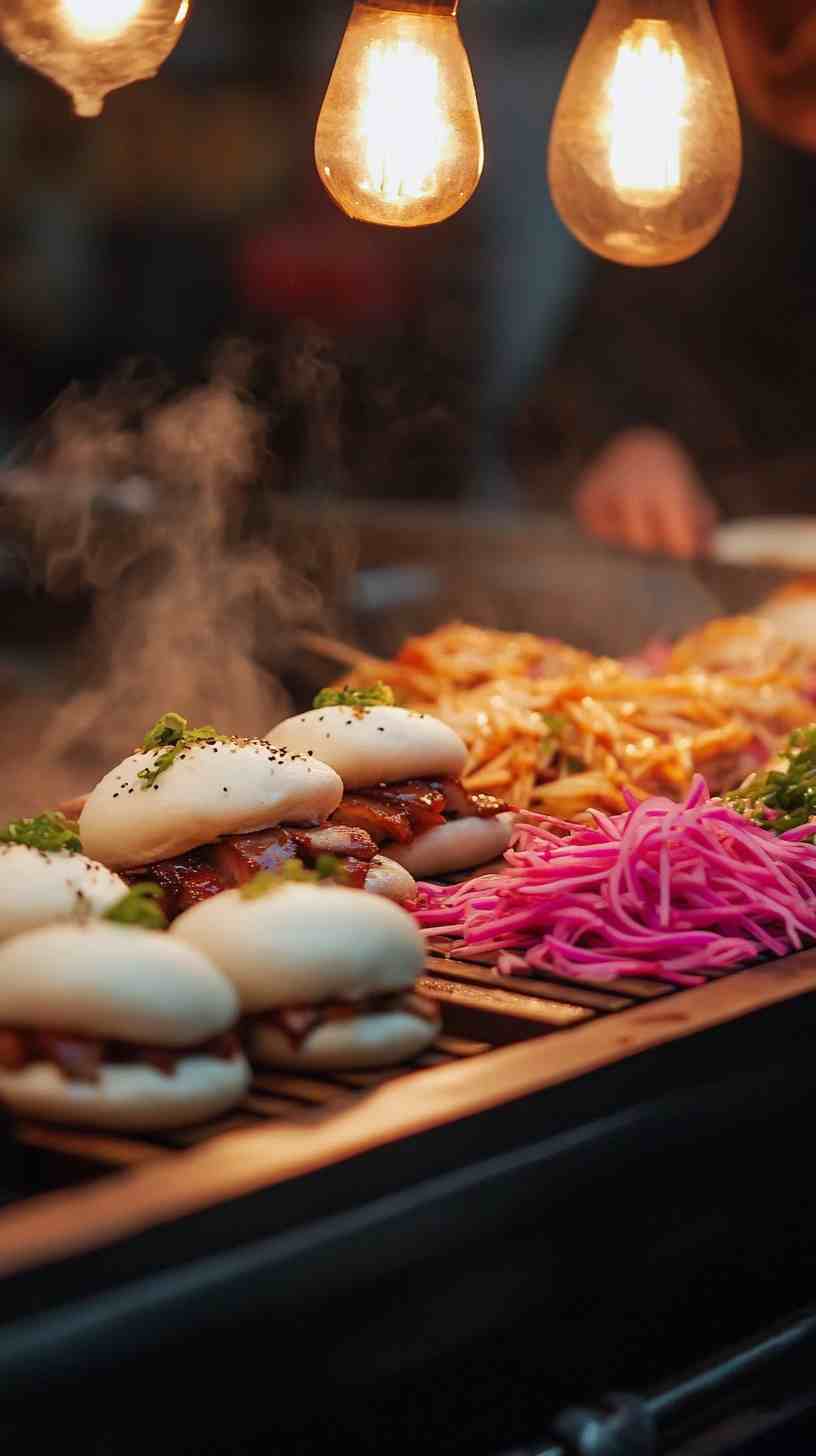 Pork Belly Bao Buns with Pickled Veggies Street Food Pork Belly Bao Buns with Pickled Veggies Street Food