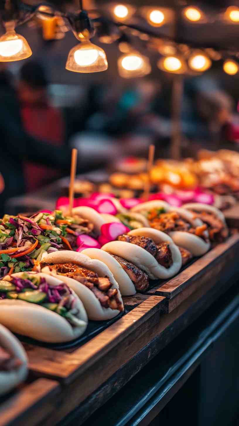 Pork Belly Bao Buns with Pickled Veggies Street Food Pork Belly Bao Buns with Pickled Veggies Street Food