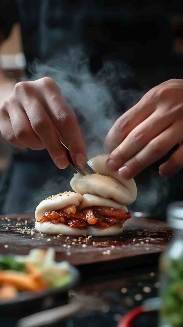 Pork Belly Bao Buns with Pickled Veggies Street Food Pork Belly Bao Buns with Pickled Veggies Street Food