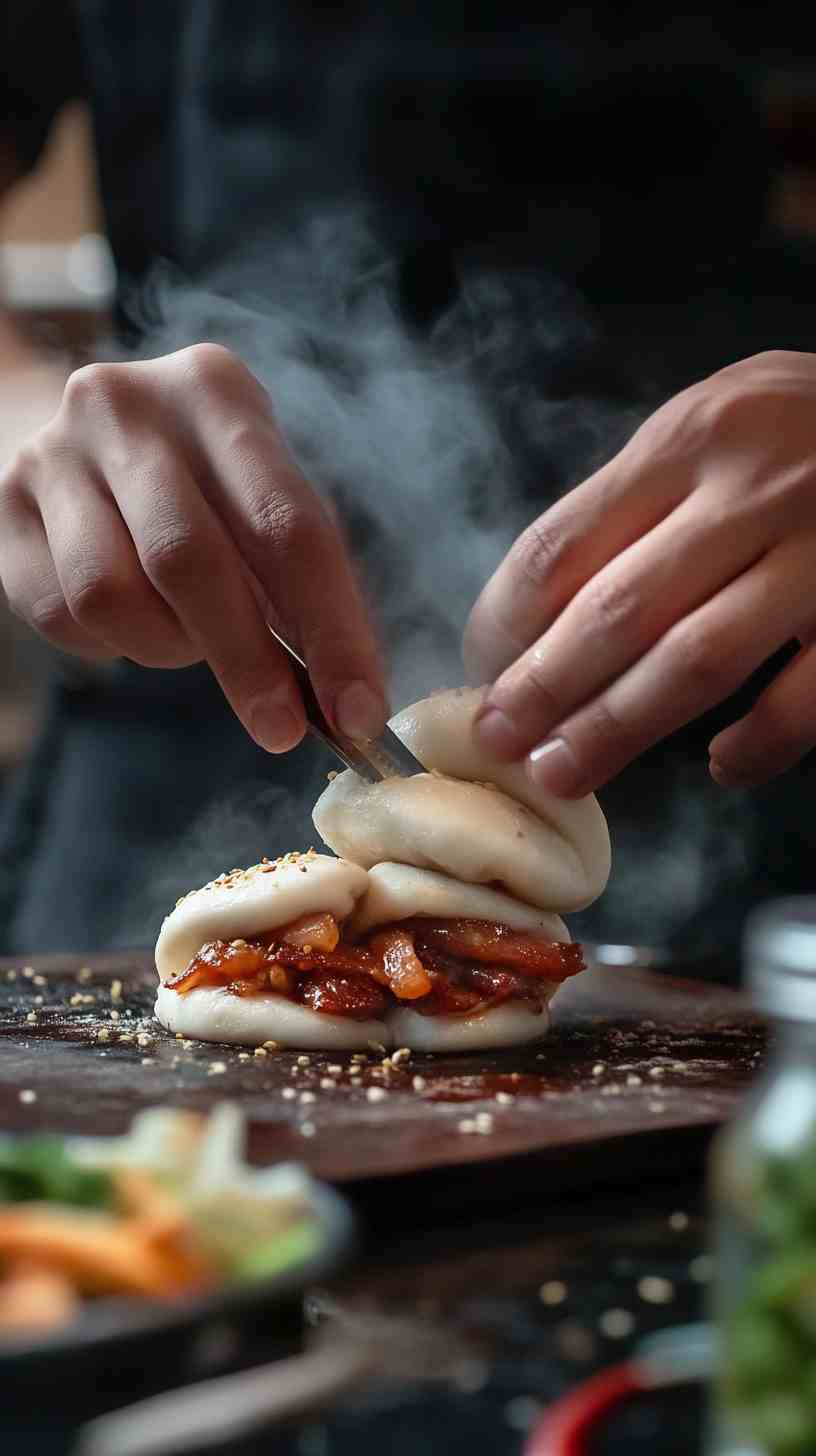 Pork Belly Bao Buns with Pickled Veggies Street Food Pork Belly Bao Buns with Pickled Veggies Street Food
