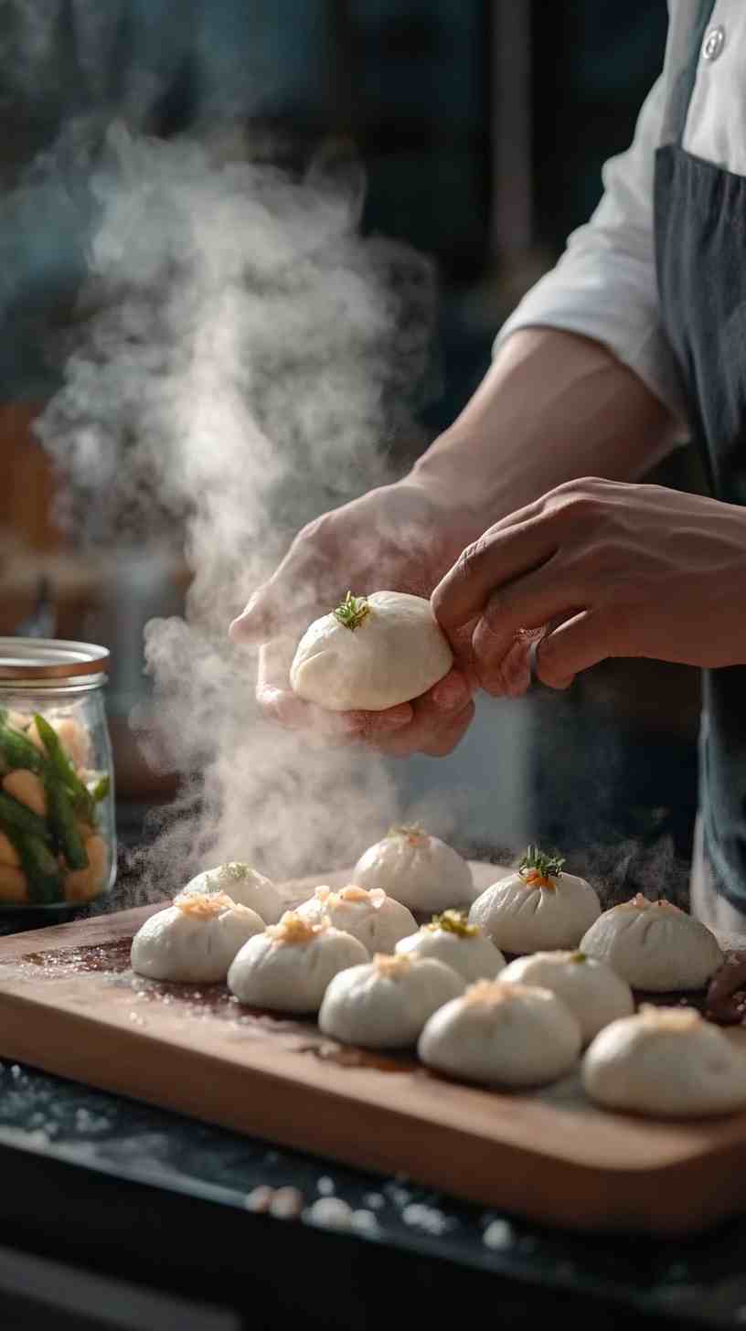 Pork Belly Bao Buns with Pickled Veggies Street Food Pork Belly Bao Buns with Pickled Veggies Street Food