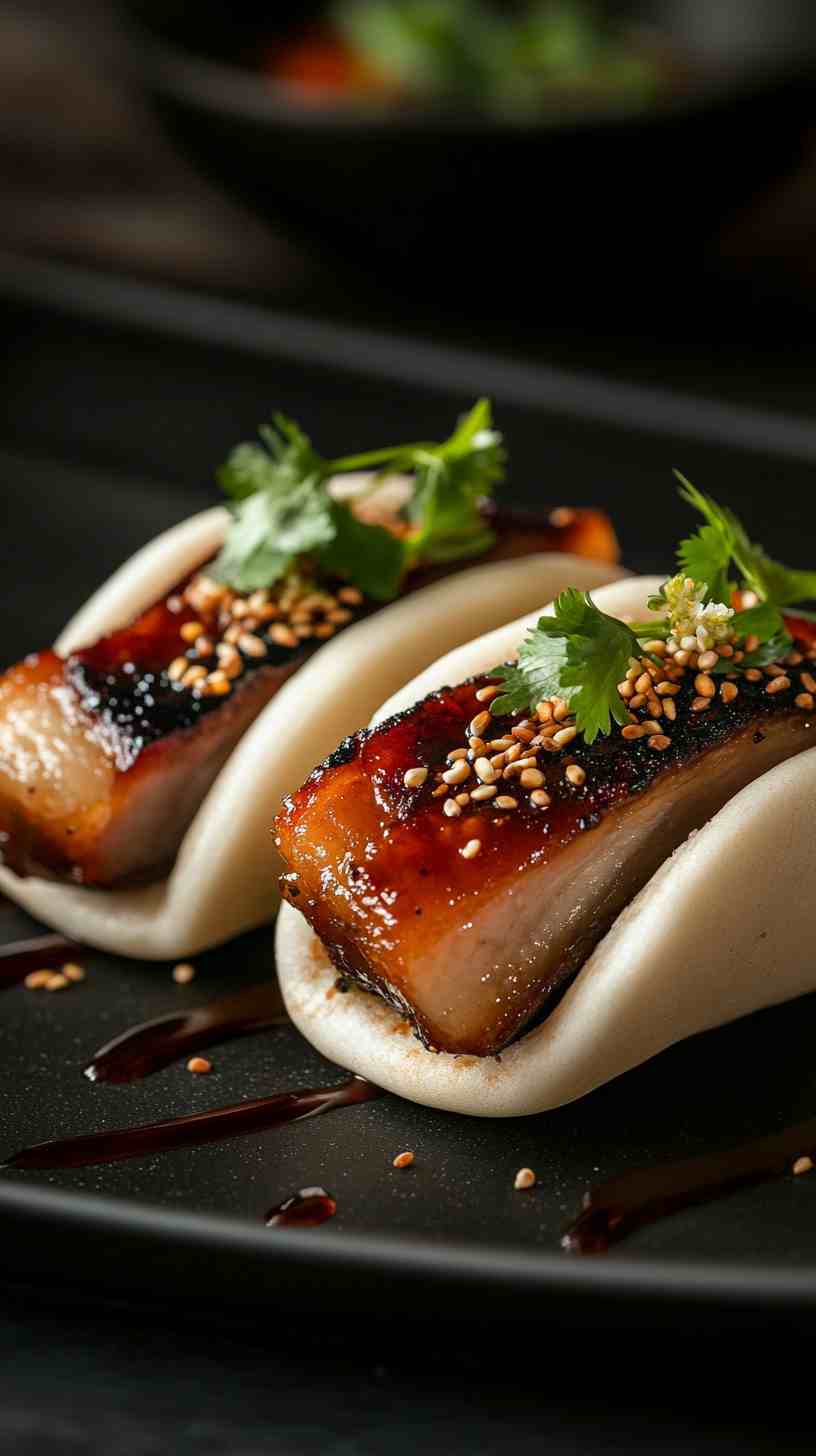 Pork Belly Bao Buns with Pickled Veggies Street Food Pork Belly Bao Buns with Pickled Veggies Street Food