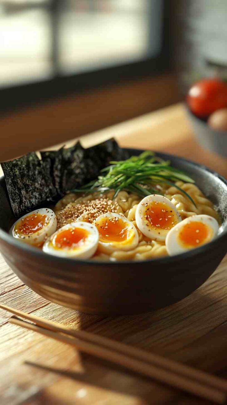 Ramen Noodles with Soft Scrambled Eggs and Nori