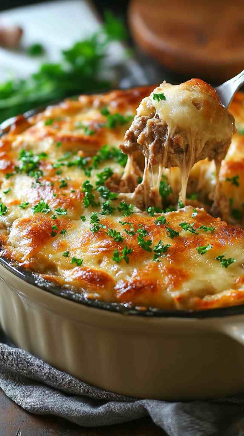 Rich and Savory Slow Cooker Beef and Onion Casserole