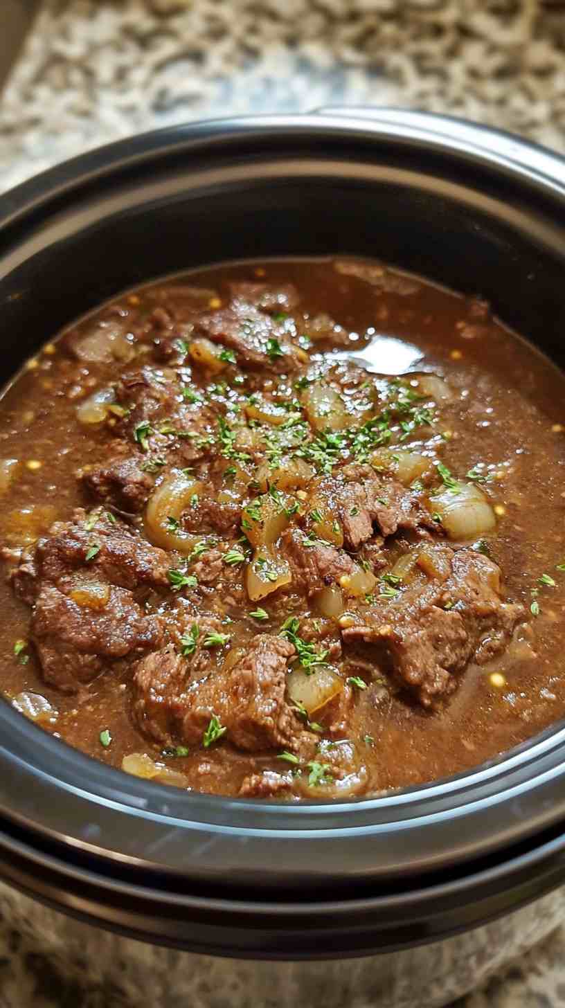 Rich and Savory Slow Cooker Beef and Onion Casserole