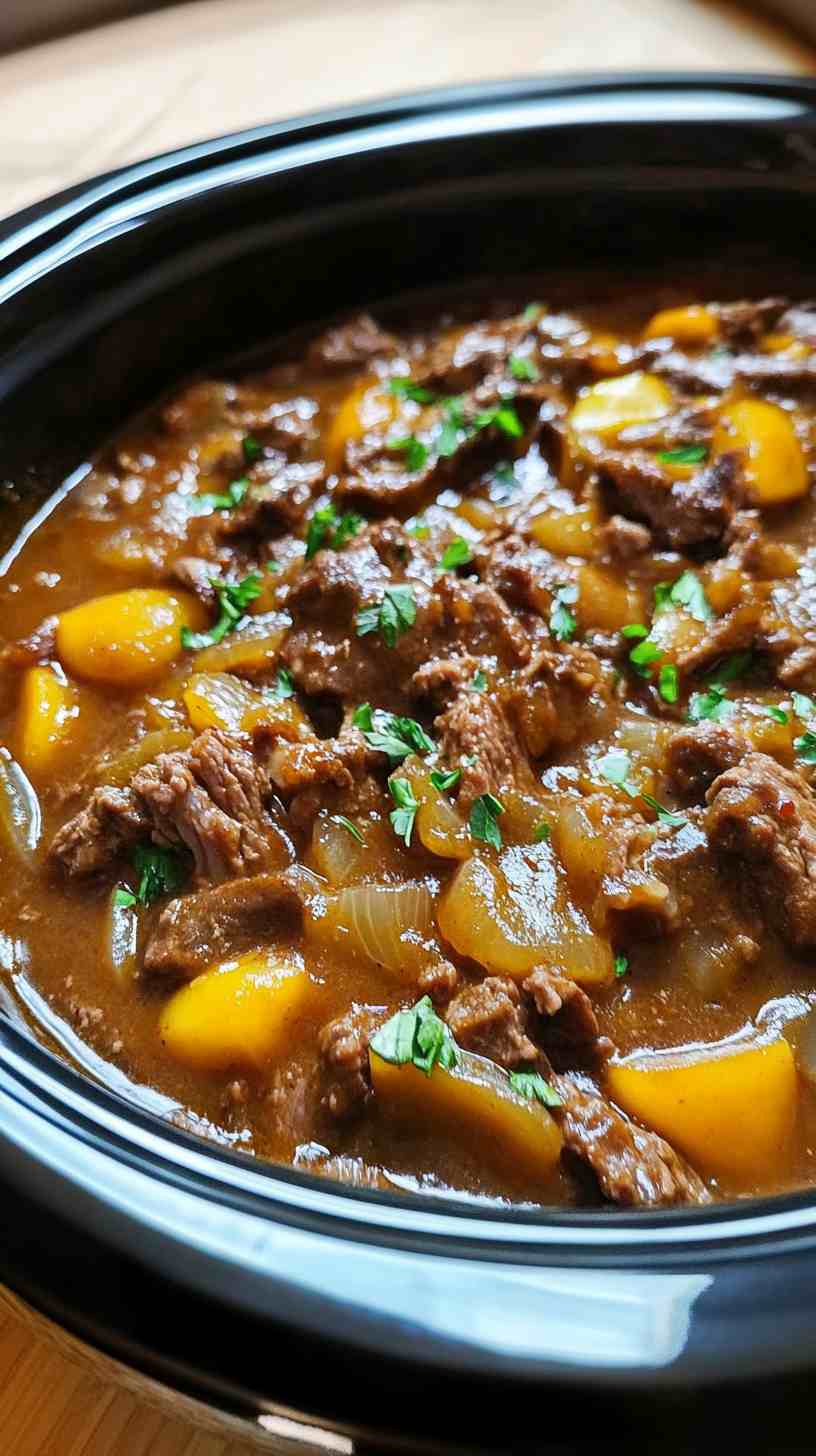 Rich and Savory Slow Cooker Beef and Onion Casserole