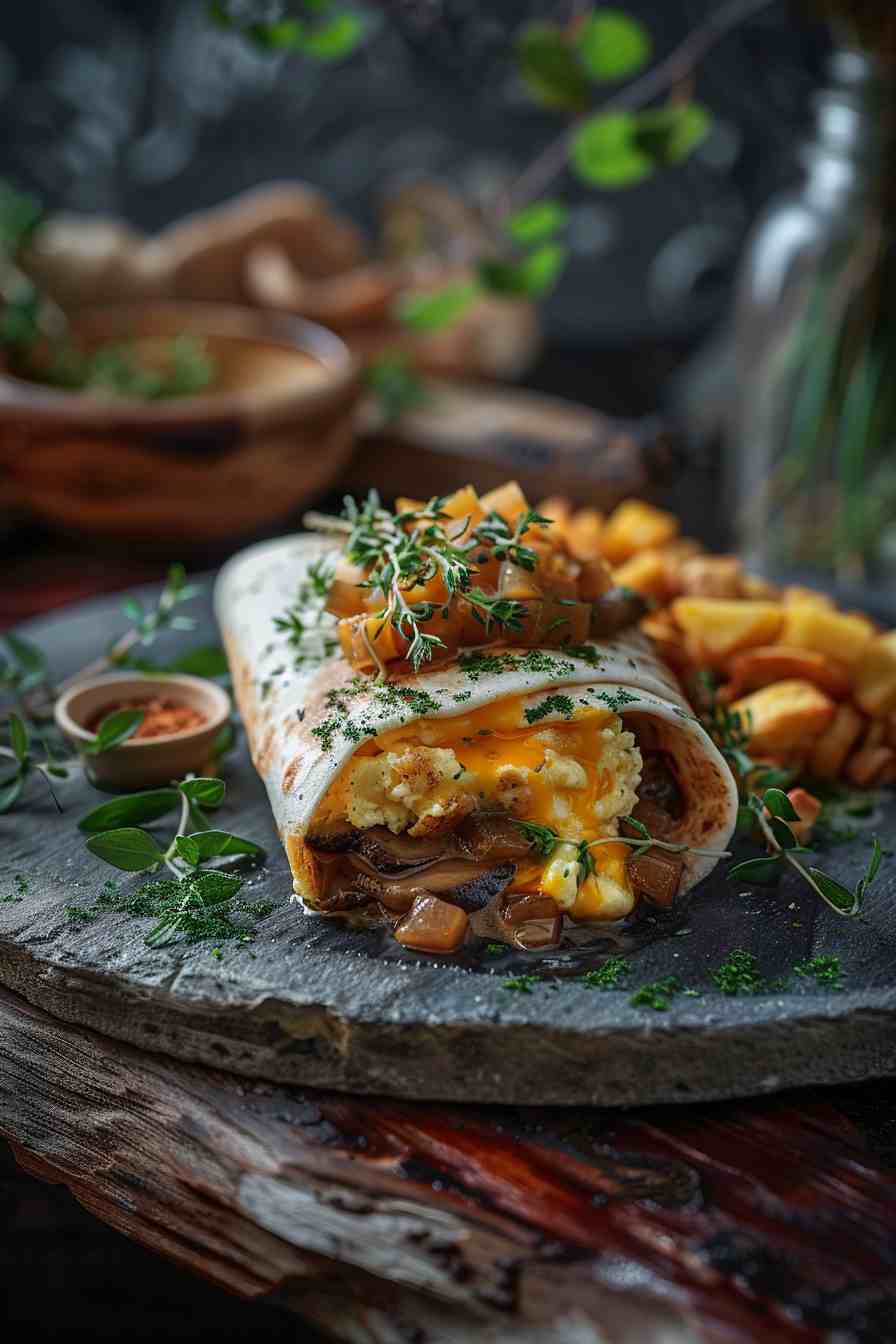 Savory Mushroom Breakfast Burrito Savory Mushroom Breakfast Burrito