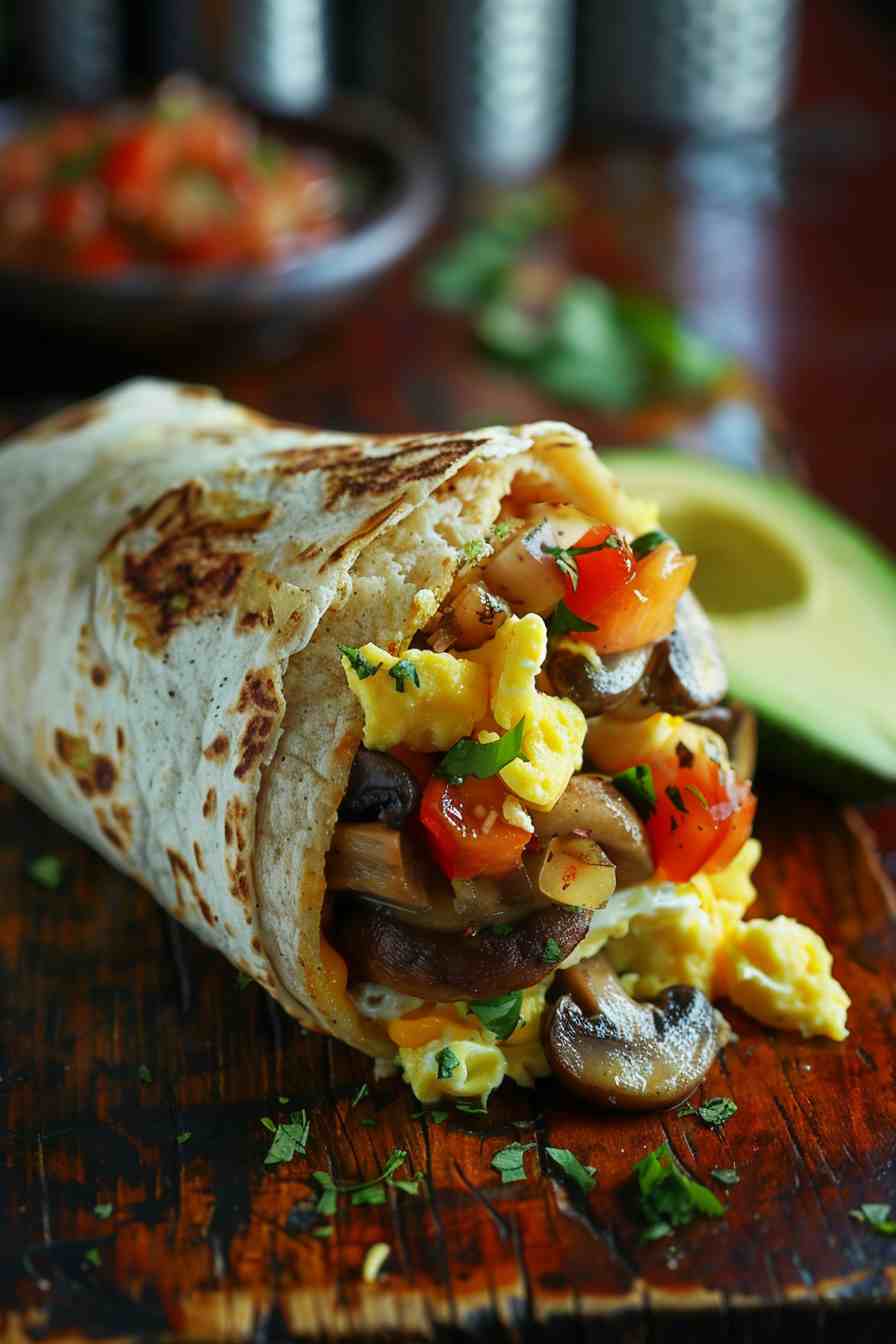 Savory Mushroom Breakfast Burrito Savory Mushroom Breakfast Burrito