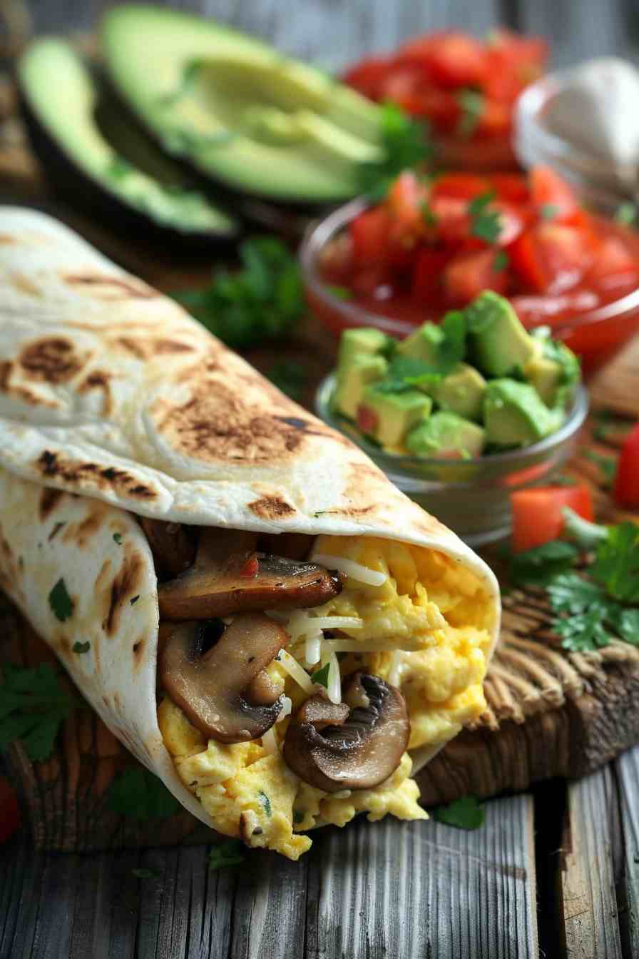 Savory Mushroom Breakfast Burrito Savory Mushroom Breakfast Burrito