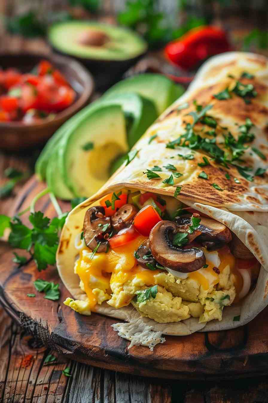 Savory Mushroom Breakfast Burrito Savory Mushroom Breakfast Burrito