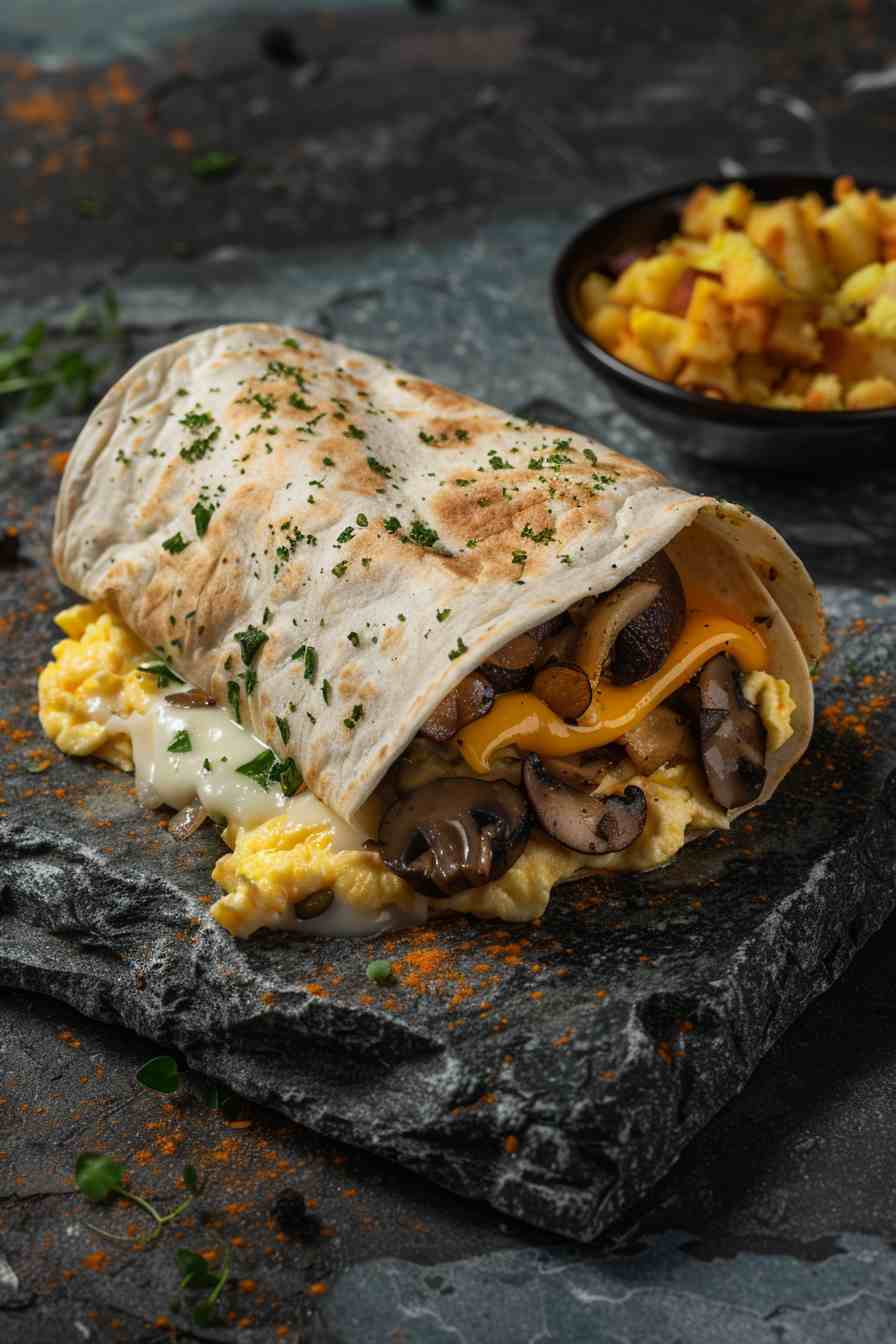 Savory Mushroom Breakfast Burrito Savory Mushroom Breakfast Burrito