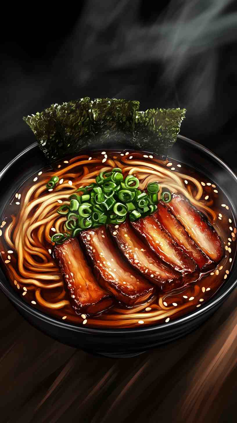 Shoyu Ramen Noodles with Crispy Pork Belly Shoyu Ramen Noodles with Crispy Pork Belly