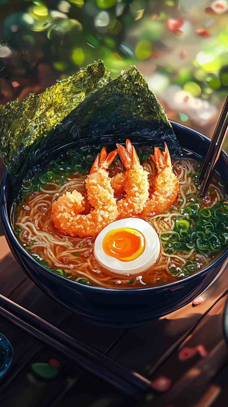 Shrimp Tempura Ramen Noodles with Miso Broth Shrimp Tempura Ramen Noodles with Miso Broth