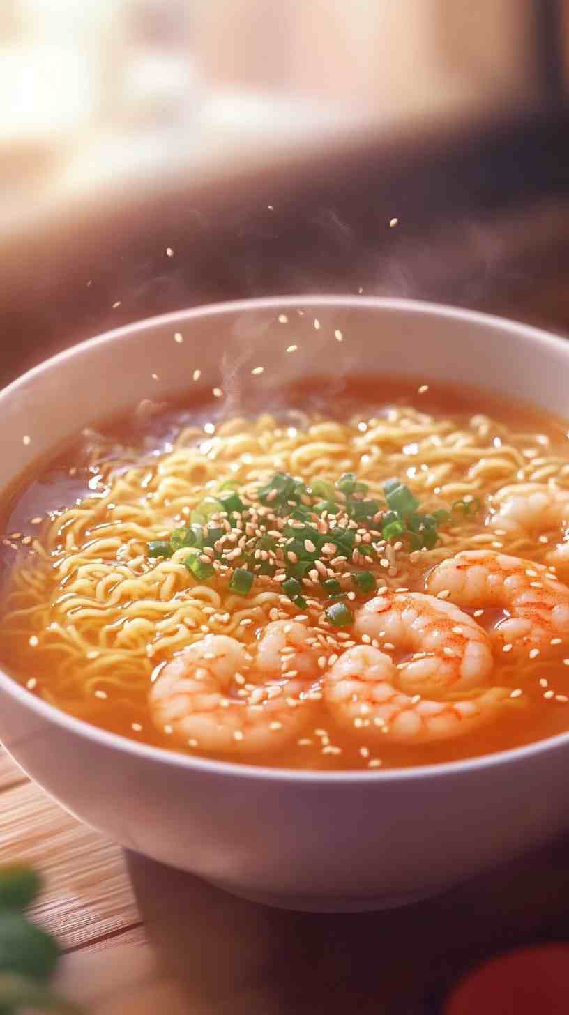 Shrimp Tempura Ramen Noodles with Miso Broth Shrimp Tempura Ramen Noodles with Miso Broth