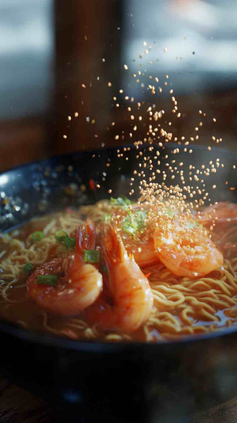 Shrimp Tempura Ramen Noodles with Miso Broth Shrimp Tempura Ramen Noodles with Miso Broth