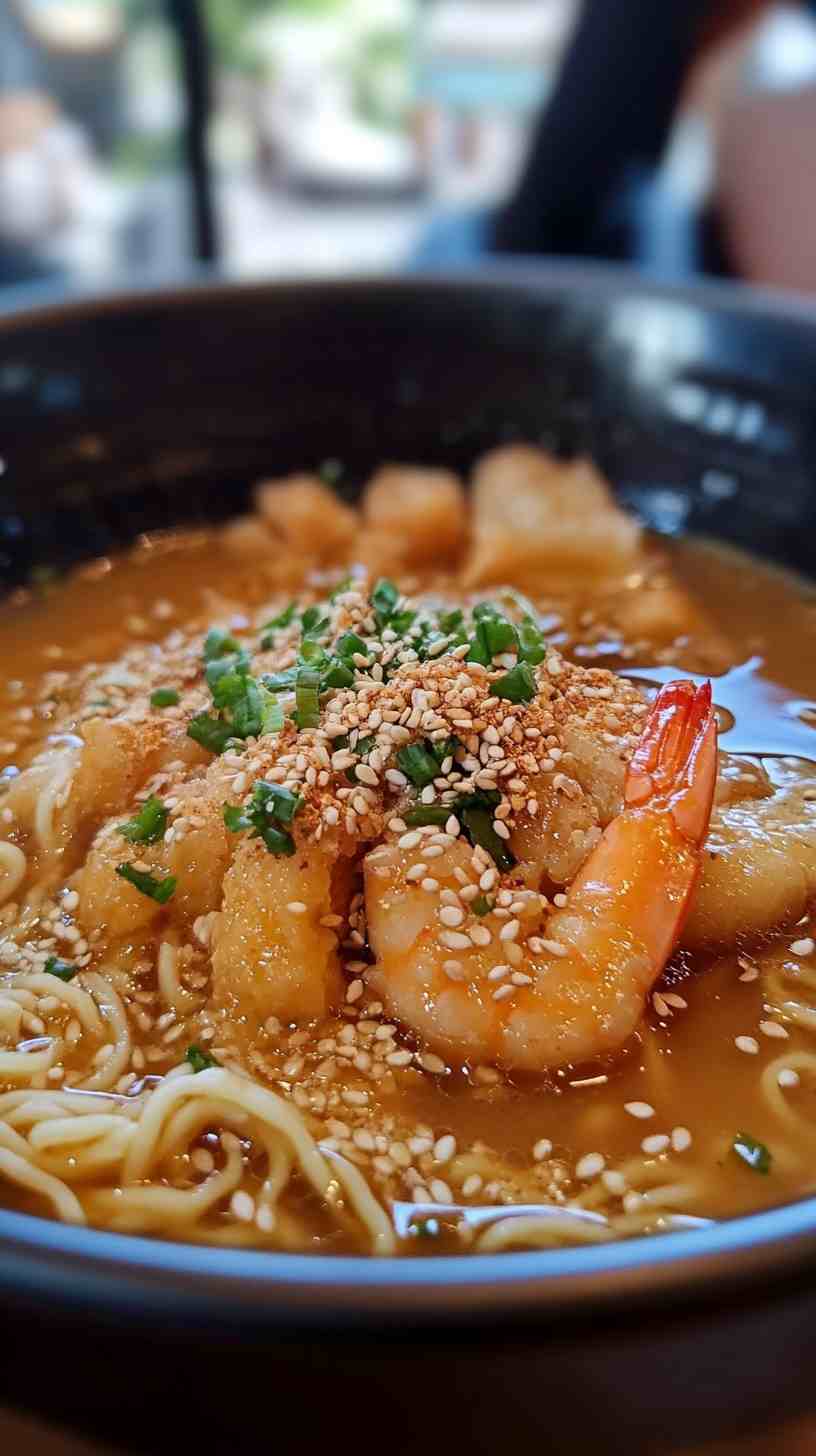 Shrimp Tempura Ramen Noodles with Miso Broth Shrimp Tempura Ramen Noodles with Miso Broth