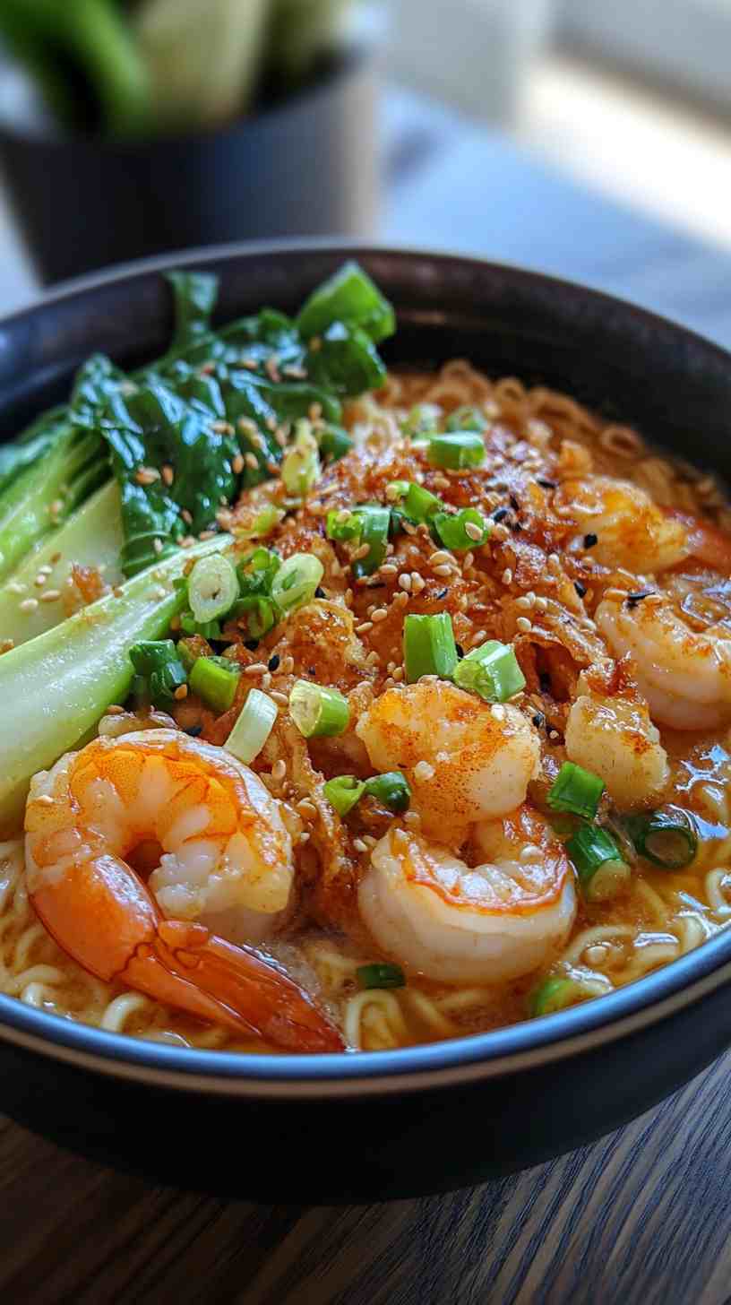 Shrimp Tempura Ramen Noodles with Miso Broth Shrimp Tempura Ramen Noodles with Miso Broth