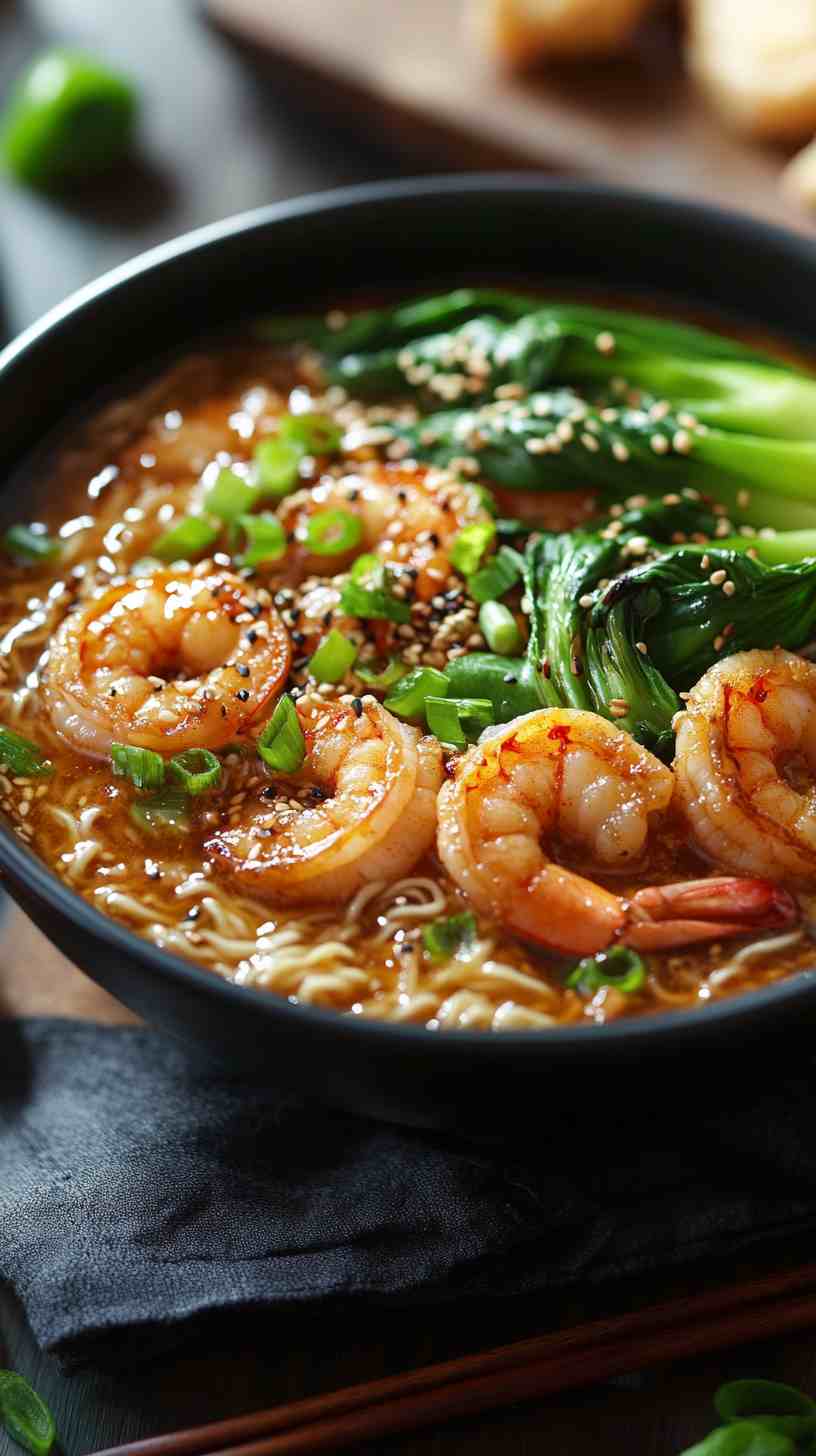 Shrimp Tempura Ramen Noodles with Miso Broth Shrimp Tempura Ramen Noodles with Miso Broth