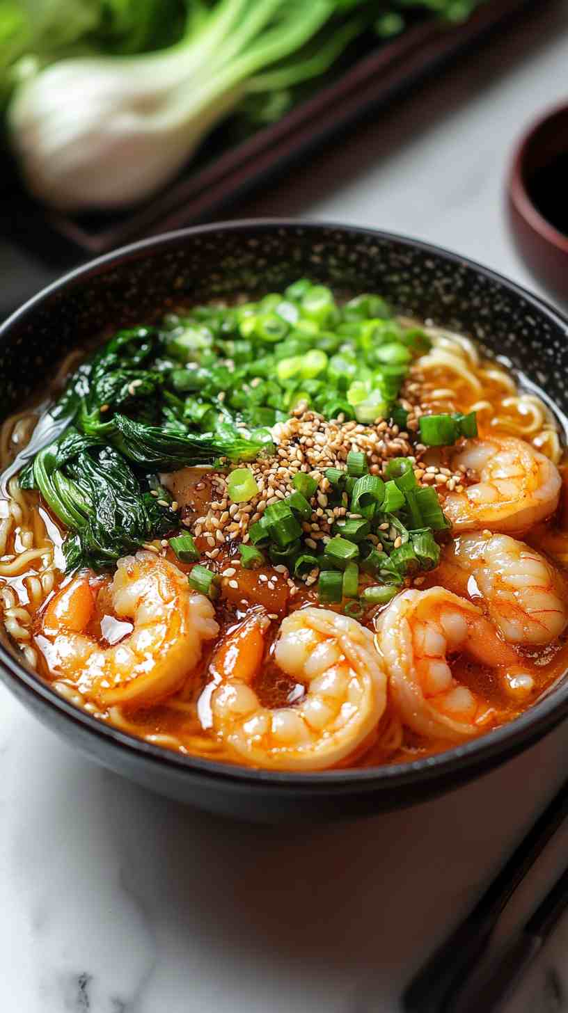 Shrimp Tempura Ramen Noodles with Miso Broth Shrimp Tempura Ramen Noodles with Miso Broth