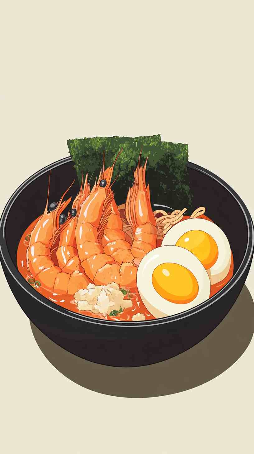 Shrimp Tempura Ramen Noodles with Miso Broth Shrimp Tempura Ramen Noodles with Miso Broth