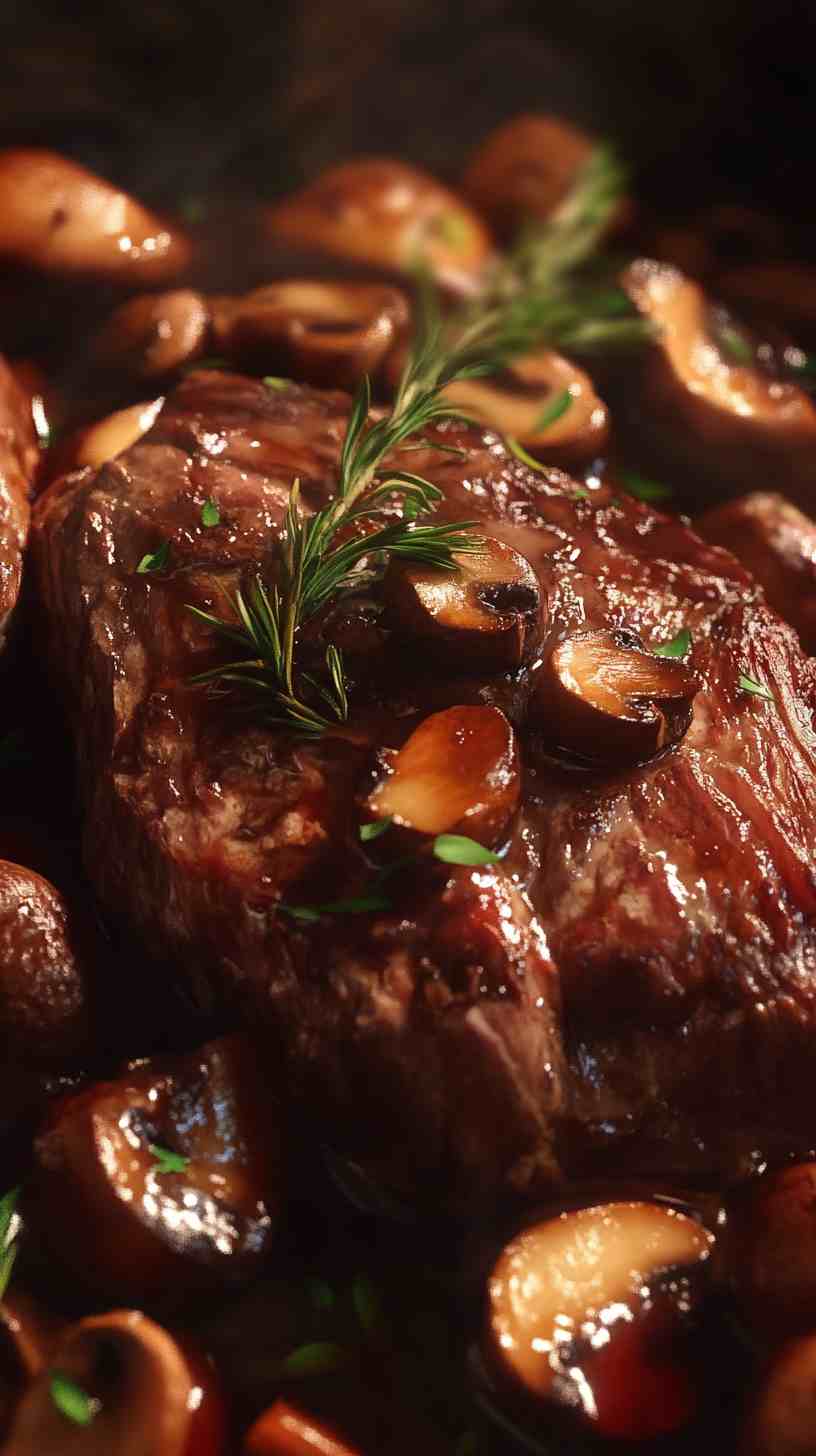 Slow Cooker Chuck Roast with Mushrooms and Red Wine