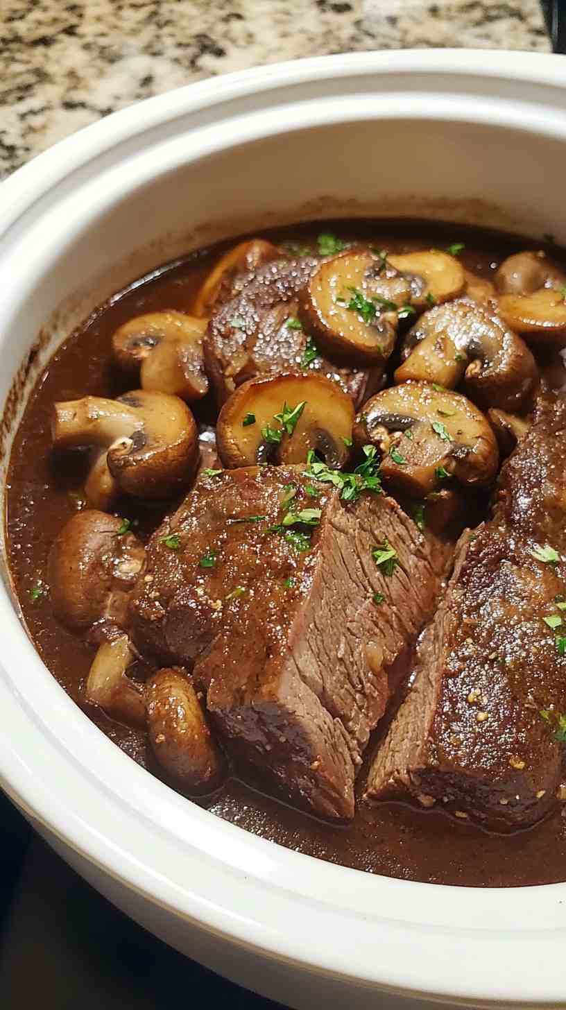 Slow Cooker Chuck Roast with Mushrooms and Red Wine