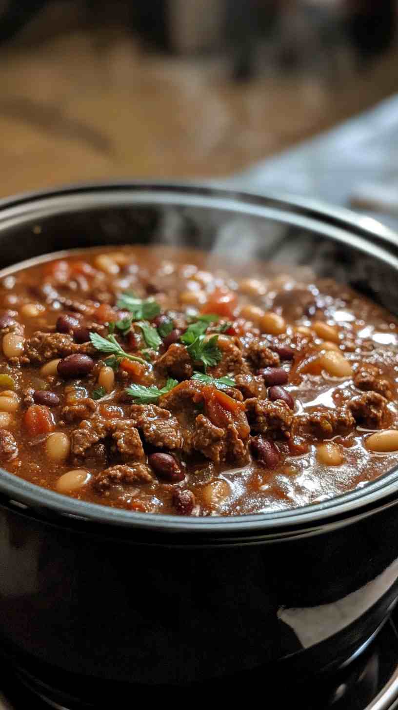 Smoky Slow Cooker Beef and Bean Chili Smoky Slow Cooker Beef and Bean Chili