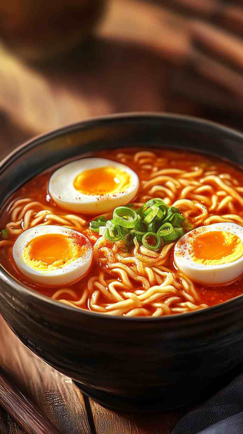 Spicy Miso Ramen Noodles with Soft-Boiled Eggs Spicy Miso Ramen Noodles with Soft-Boiled Eggs