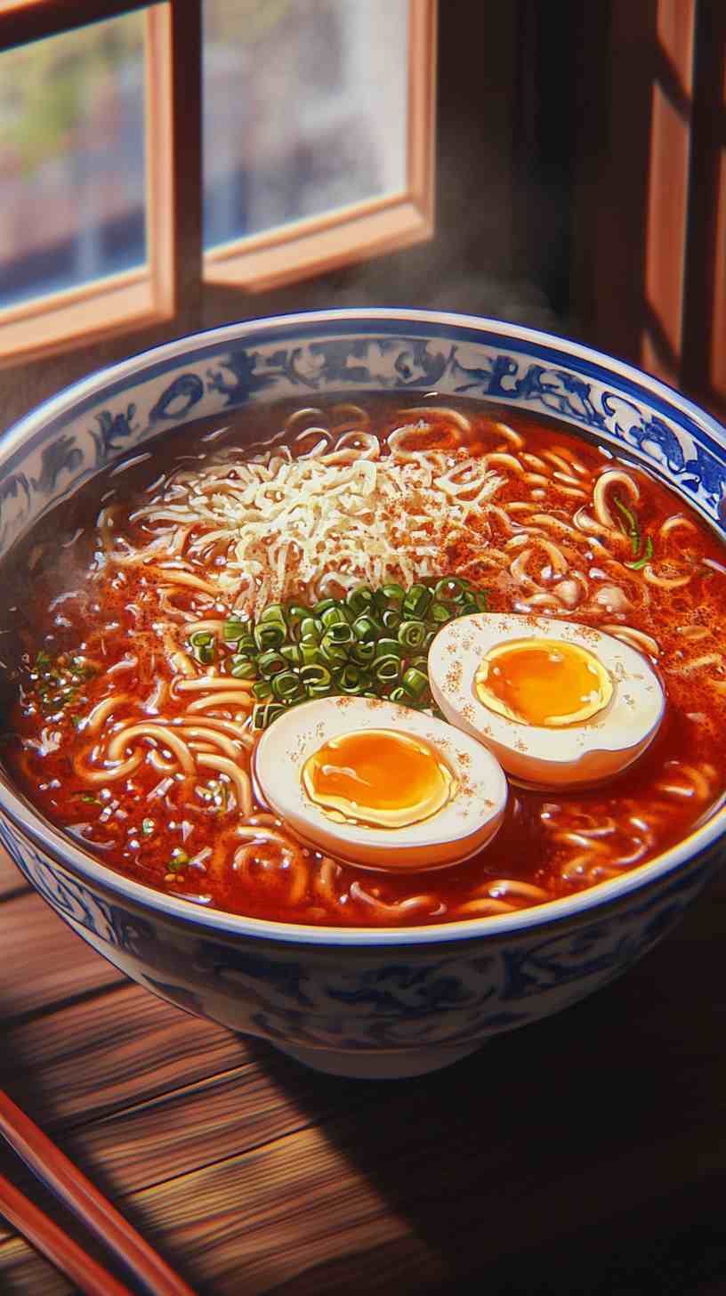 Spicy Miso Ramen Noodles with Soft-Boiled Eggs Spicy Miso Ramen Noodles with Soft-Boiled Eggs