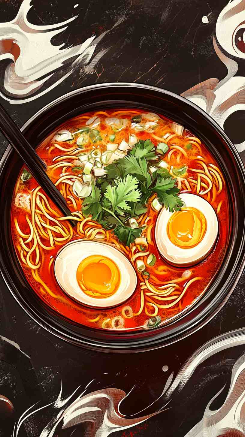 Spicy Miso Ramen Noodles with Soft-Boiled Eggs Spicy Miso Ramen Noodles with Soft-Boiled Eggs
