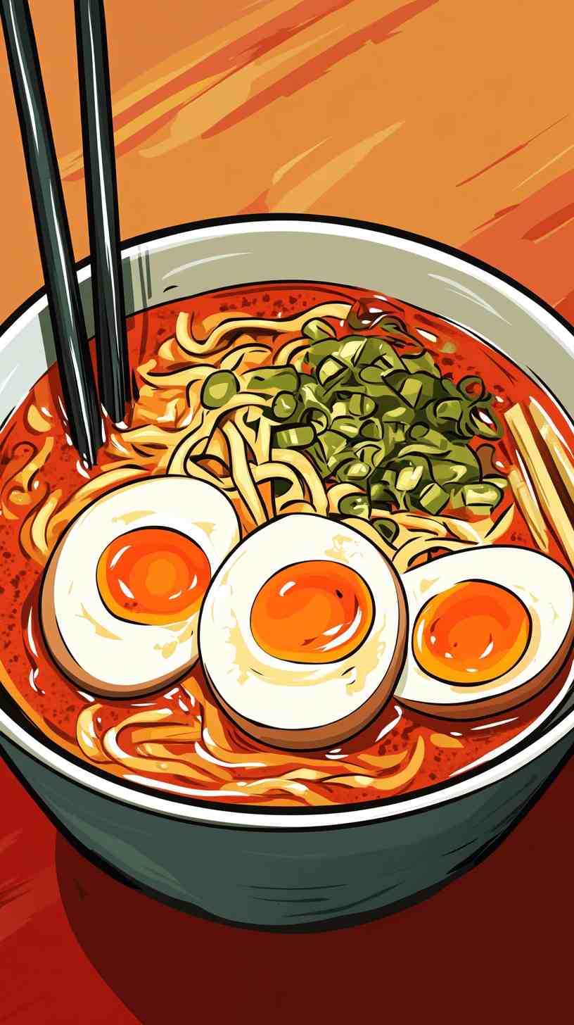 Spicy Miso Ramen Noodles with Soft-Boiled Eggs Spicy Miso Ramen Noodles with Soft-Boiled Eggs