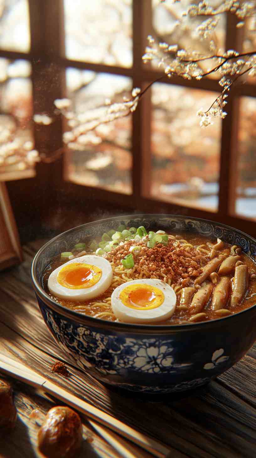 Spicy Miso Ramen Noodles with Soft-Boiled Eggs Spicy Miso Ramen Noodles with Soft-Boiled Eggs