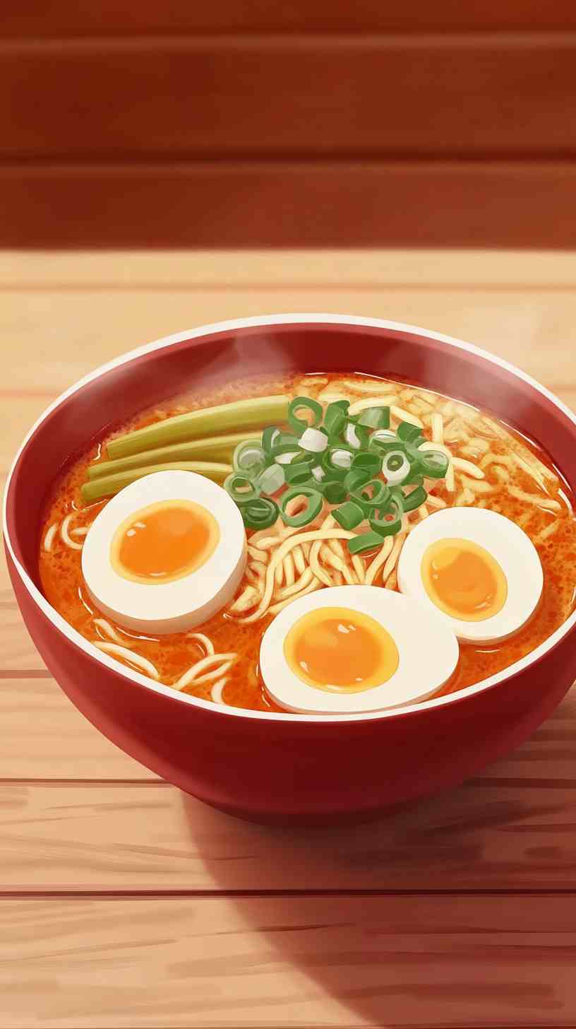 Spicy Miso Ramen Noodles with Soft-Boiled Eggs Spicy Miso Ramen Noodles with Soft-Boiled Eggs