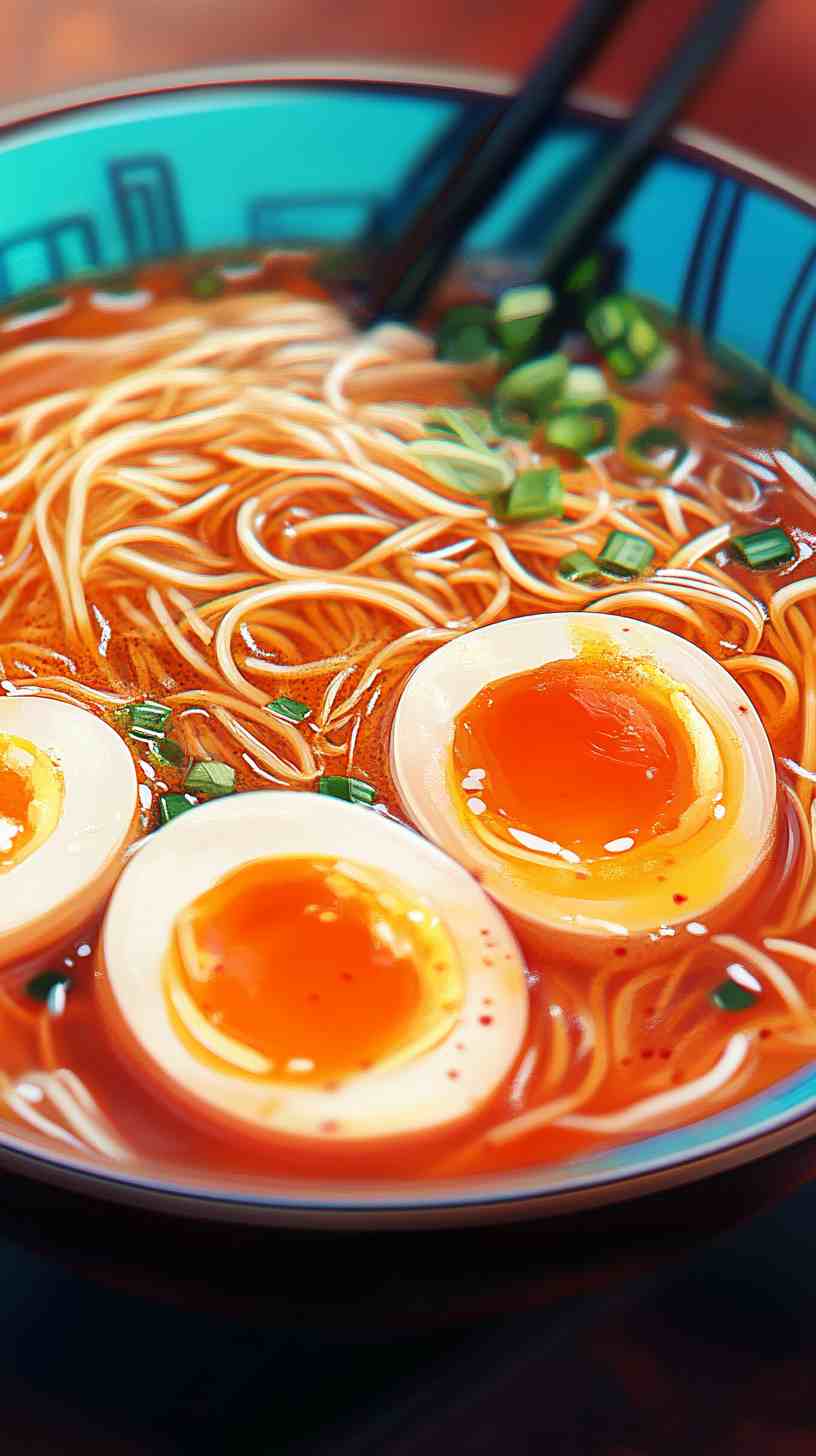 Spicy Miso Ramen Noodles with Soft-Boiled Eggs Spicy Miso Ramen Noodles with Soft-Boiled Eggs