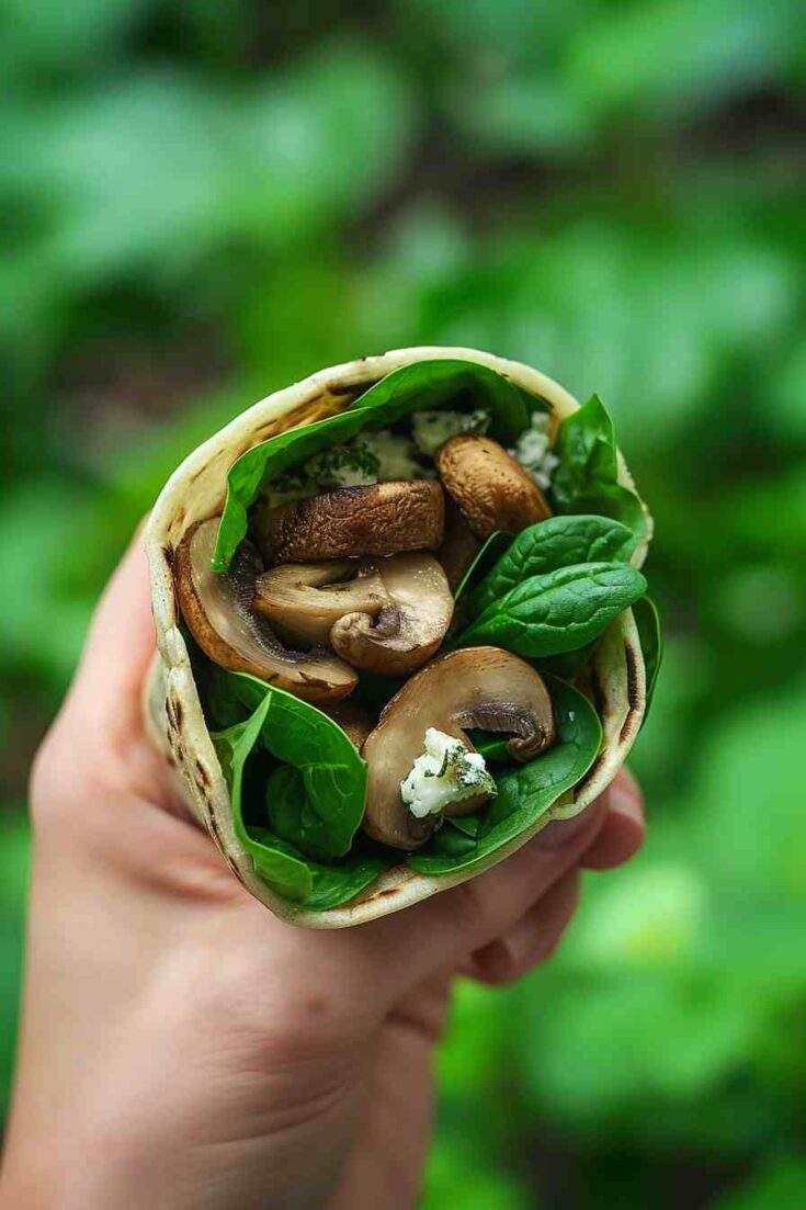 Spinach, Mushroom, and Feta Wrap
