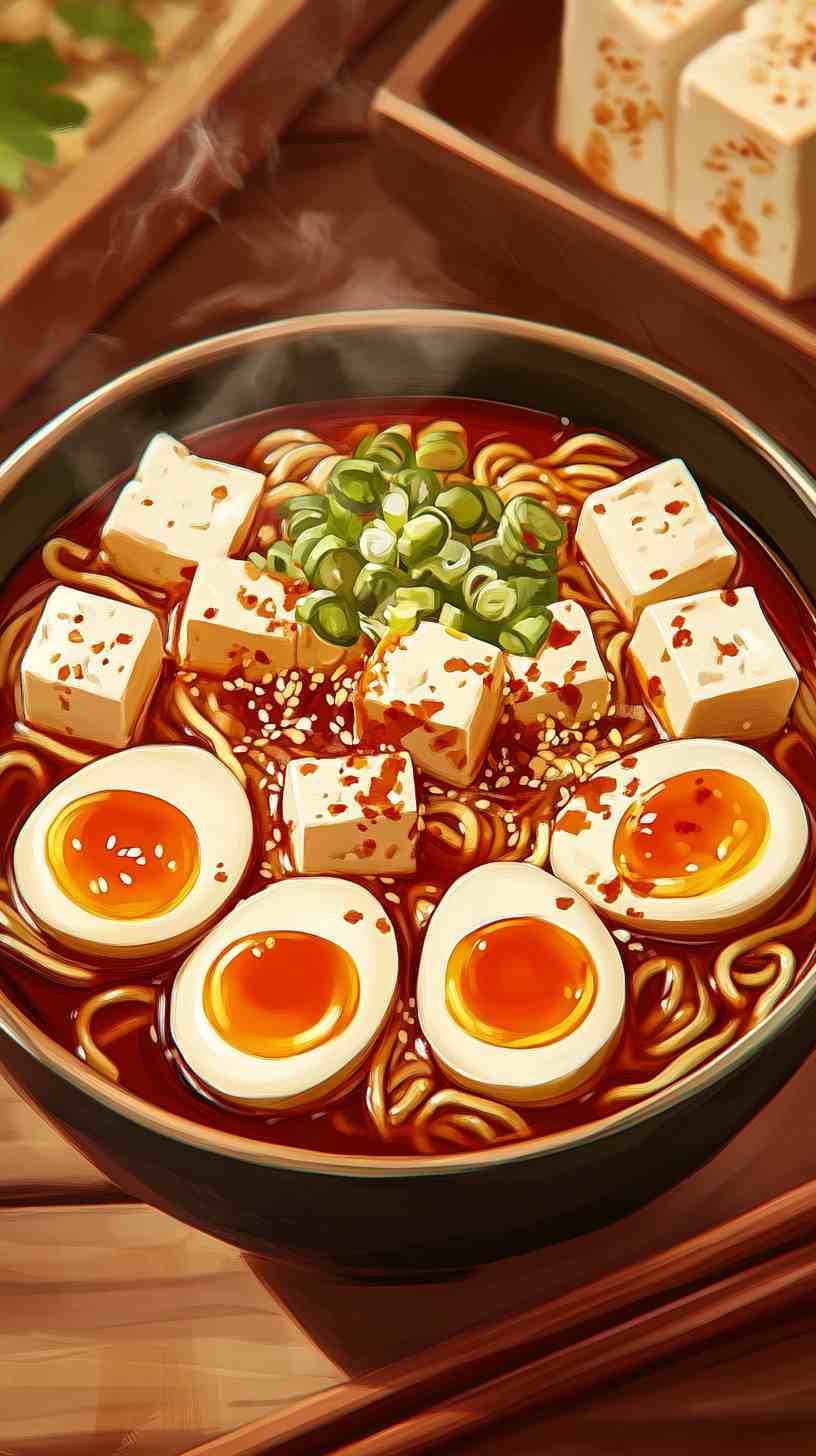 Sriracha Sesame Ramen Noodles with Boiled Eggs Sriracha Sesame Ramen Noodles with Boiled Eggs