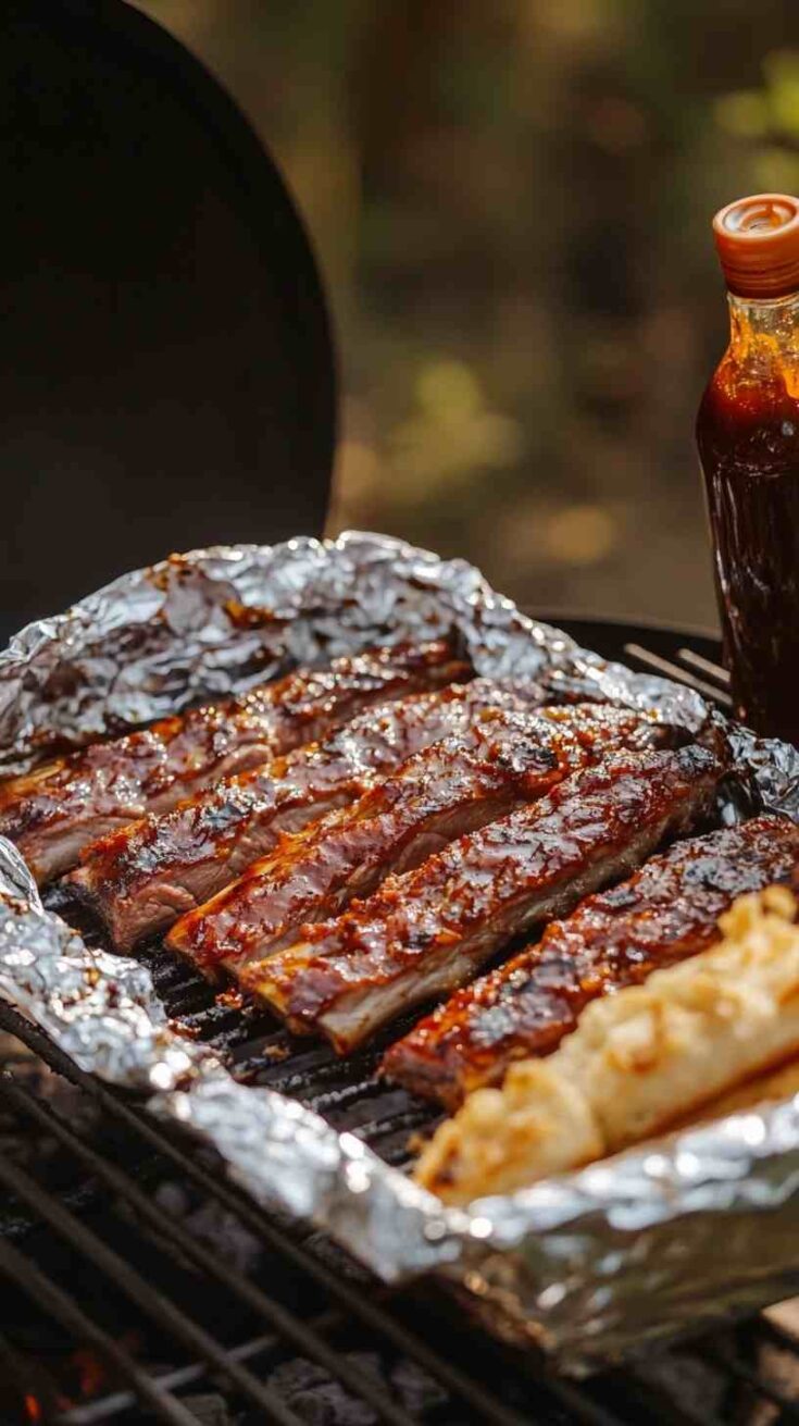 Sticky BBQ Ribs with Garlic Bread Sticky BBQ Ribs with Garlic Bread