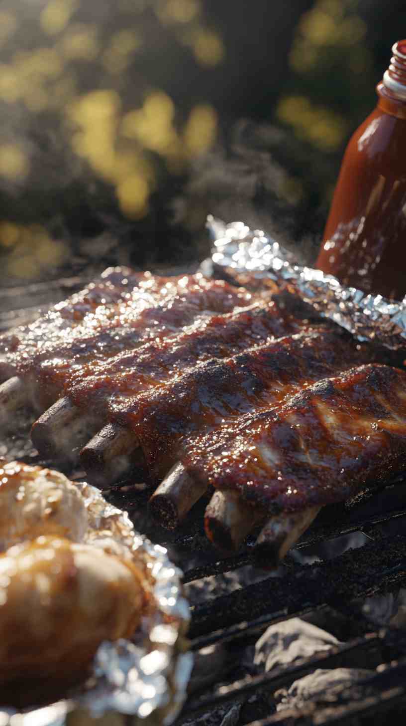 Sticky BBQ Ribs with Garlic Bread Sticky BBQ Ribs with Garlic Bread