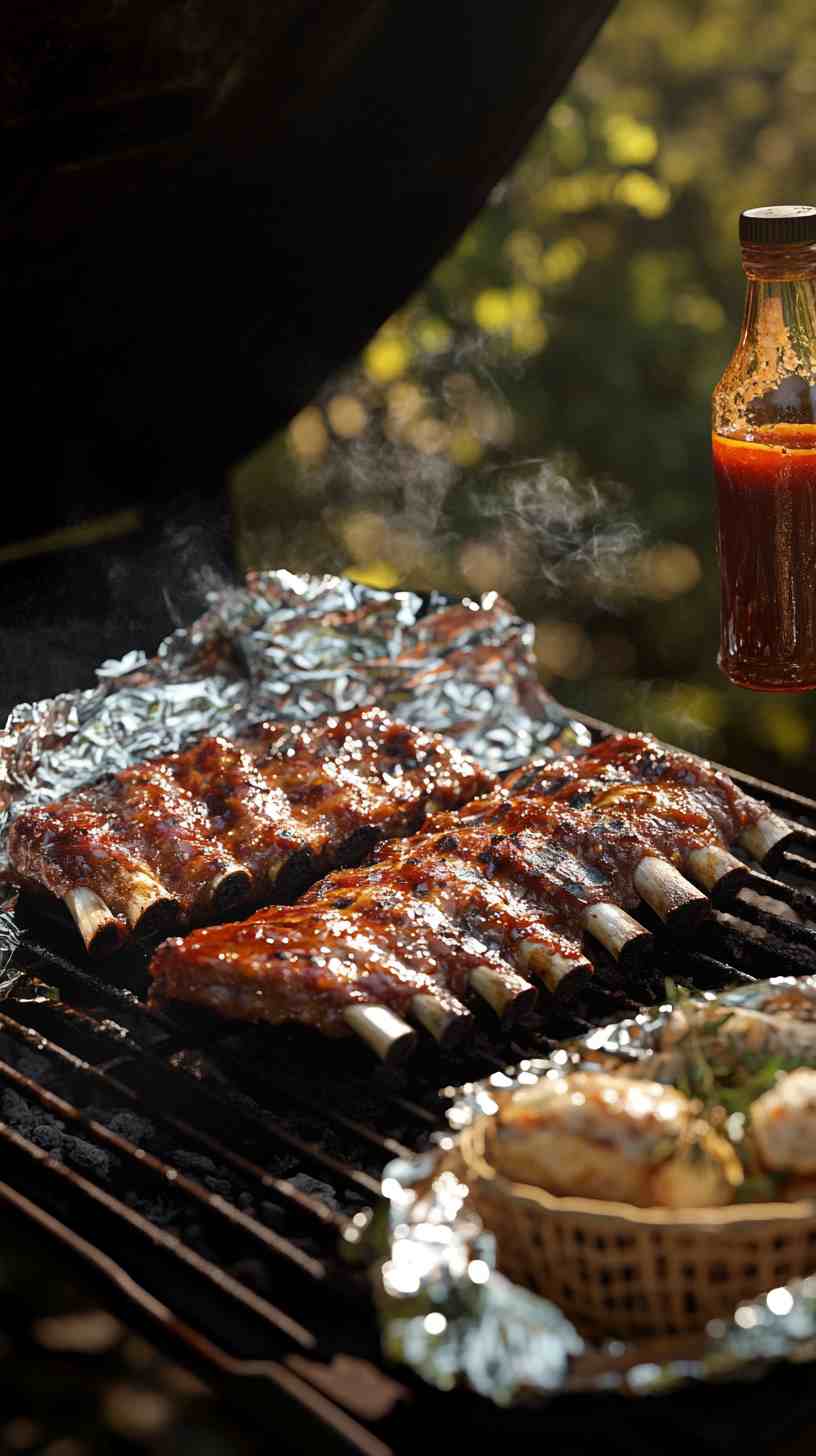 Sticky BBQ Ribs with Garlic Bread Sticky BBQ Ribs with Garlic Bread