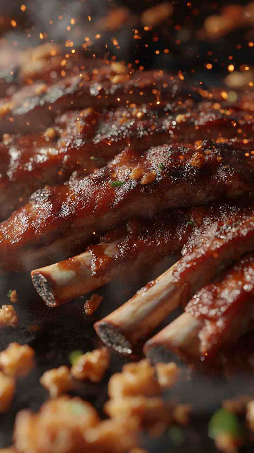 Sticky BBQ Ribs with Garlic Bread Sticky BBQ Ribs with Garlic Bread
