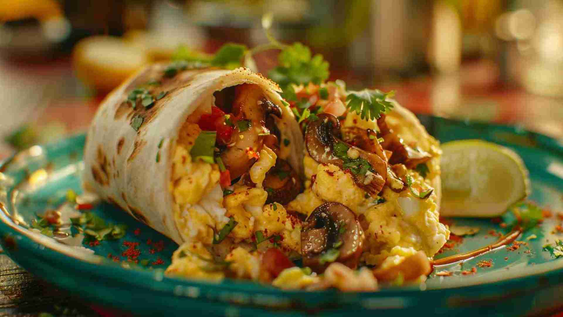 Savory Mushroom Breakfast Burrito