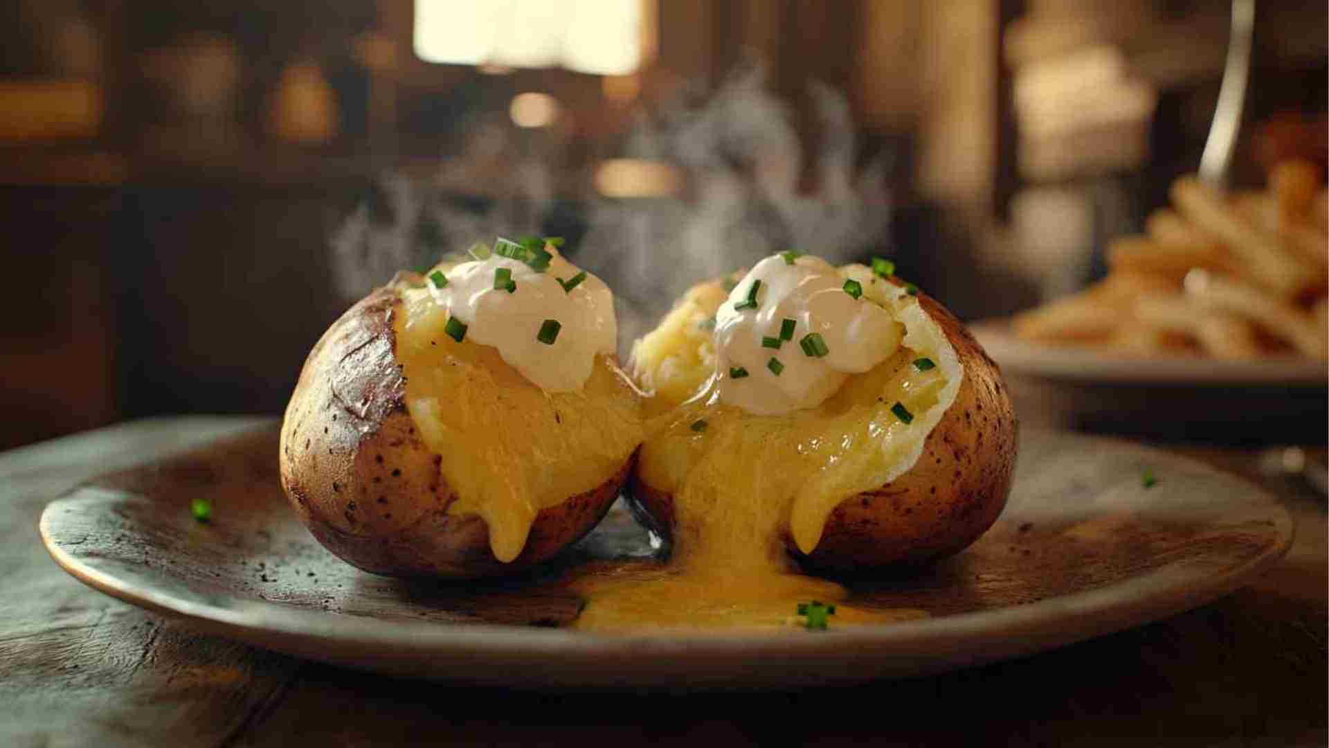 Baked Potatoes with Sour Cream and Chives Street Food