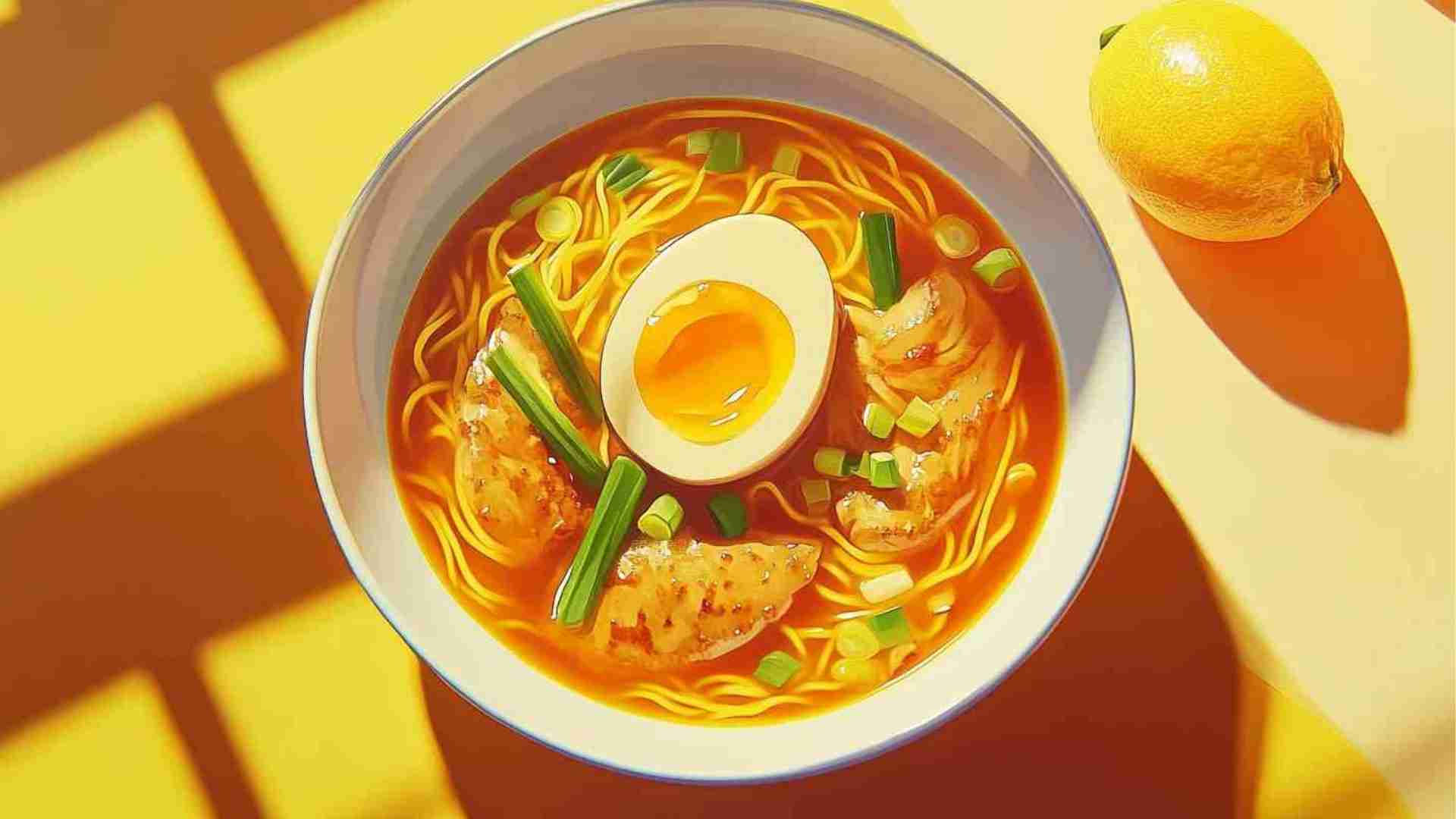 Lemon and Ginger Ramen Noodles with Roasted Chicken