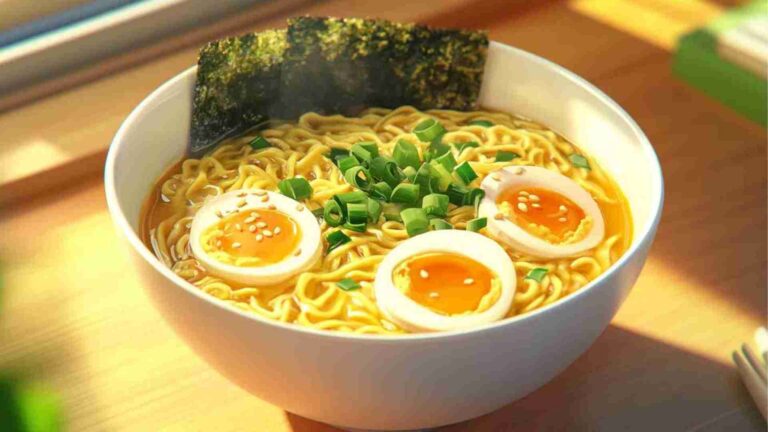 Ramen Noodles with Soft Scrambled Eggs and Nori
