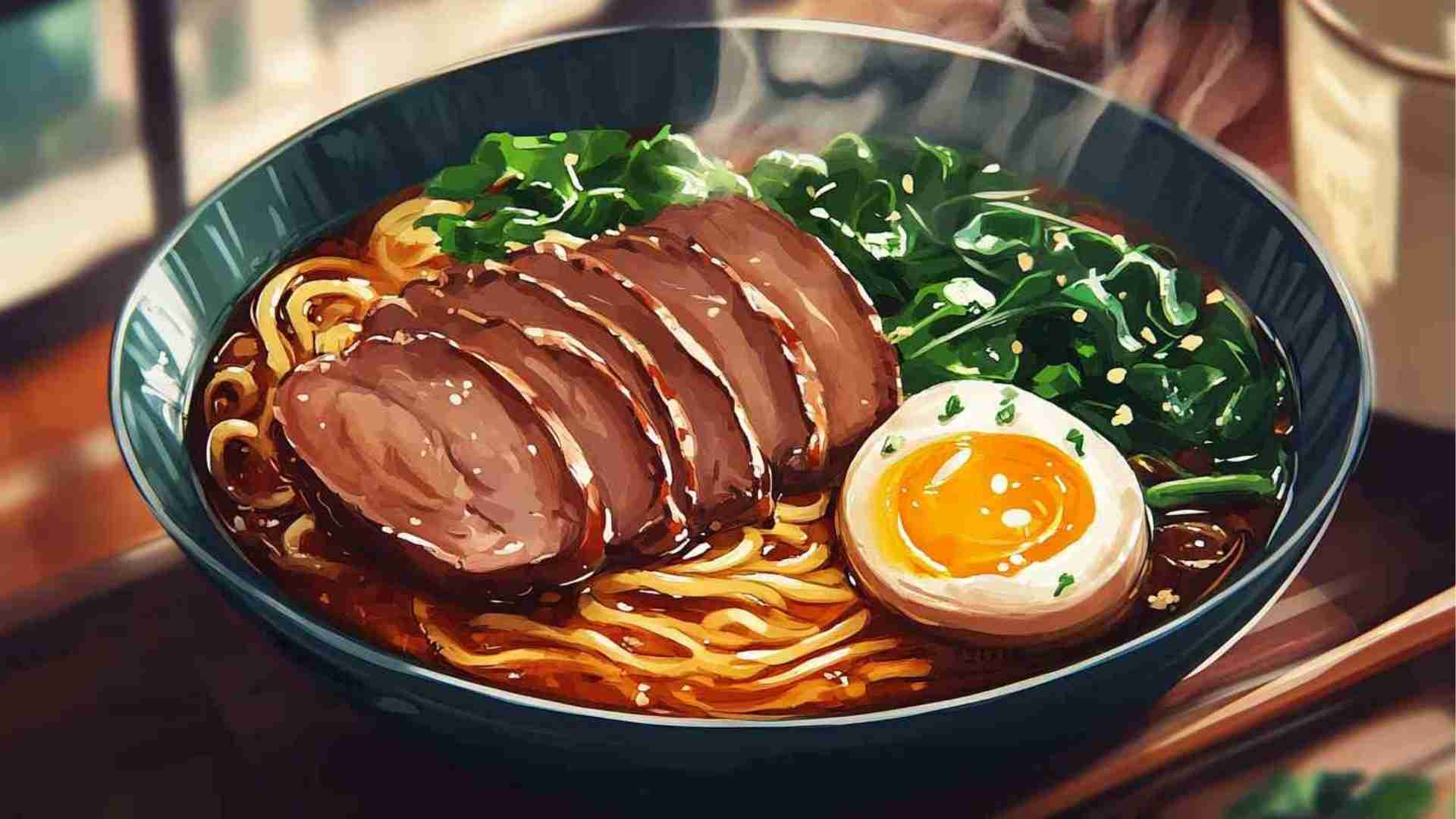 Sweet Soy Ramen Noodles with Duck and Spinach